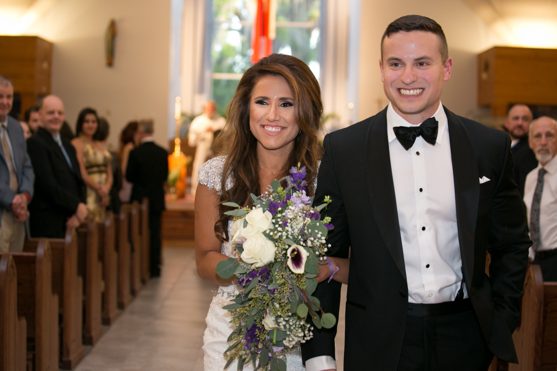 bride and groom exit church